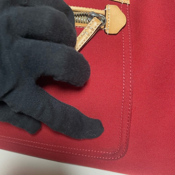 Coach Hamptons Red Canvas Vacchetta Tan Leather Trim/ Tote or Baby Tote - Picture 13 of 17